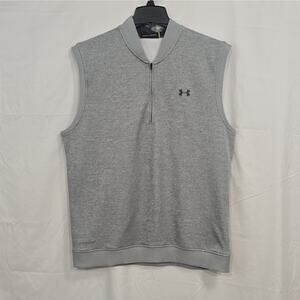 Under Armour Storm Mens XL Gray 1/4 Zip Sleeveless Vest Loose Fit Logo